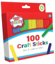 Lolly/Craft Sticks, Assorted Colours (100 Pack) - Cloud Nine Stores