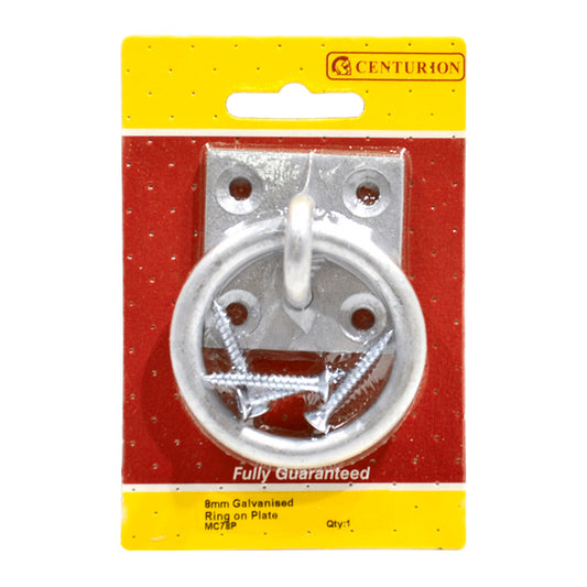 CENTURION Steel Ring On Plate, Galvanised, 8mm x 50mm