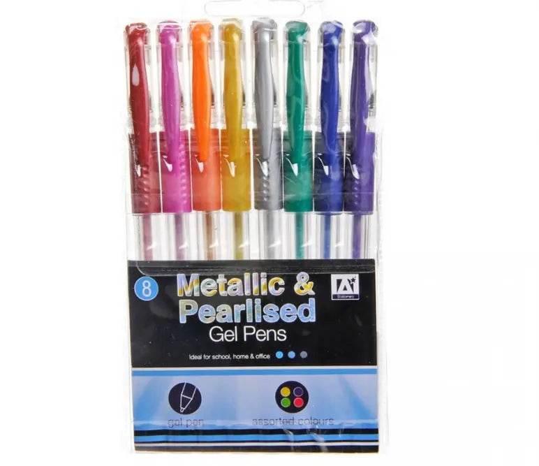 METALLIC & PEARLISED GEL PENS 6/PK - Cloud Nine Stores
