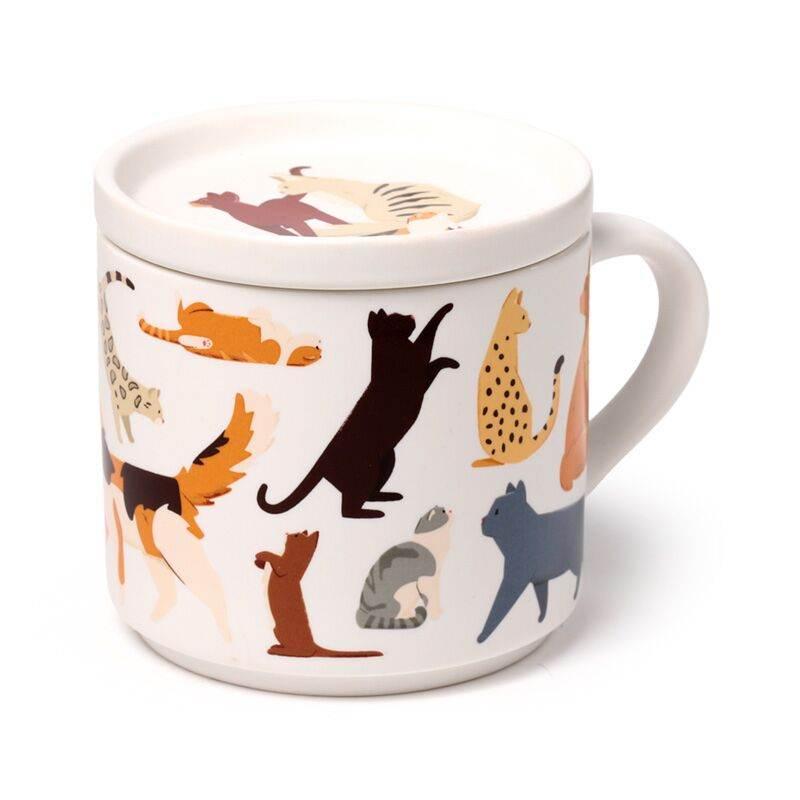Feline Fine Cats Porcelain Mug & Coaster Lid Set - Cloud Nine Stores
