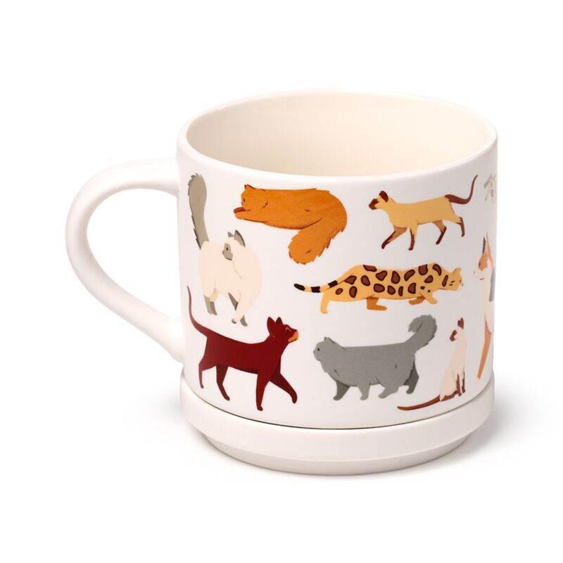 Feline Fine Cats Porcelain Mug & Coaster Lid Set - Cloud Nine Stores