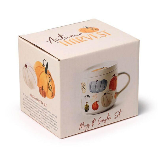Autumn Harvest Porcelain Mug & Coaster Lid Set - Cloud Nine Stores