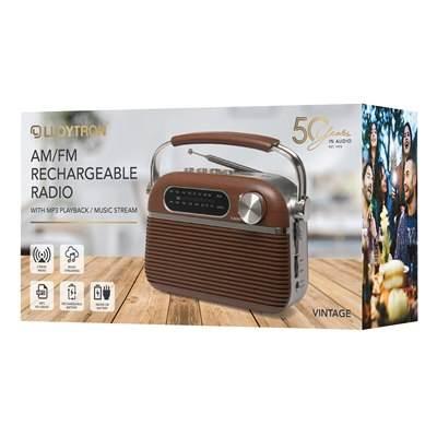 Lloytron Vintage Rechargeable Bluetooth AM/FM Radio – Wood Effect - Cloud Nine Stores