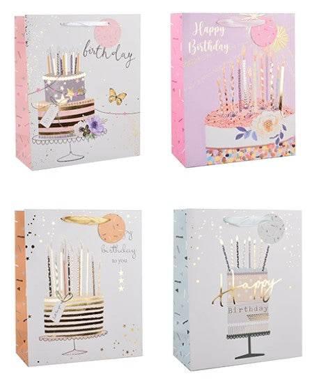 Womens Foiled Birthday Cake Large Gift Bag 30x42x12cm - Cloud Nine Stores