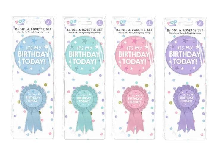 Pastel Birthday Party Badge Set - 2 Piece - Cloud Nine Stores