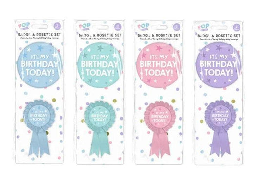 Pastel Birthday Party Badge Set - 2 Piece - Cloud Nine Stores