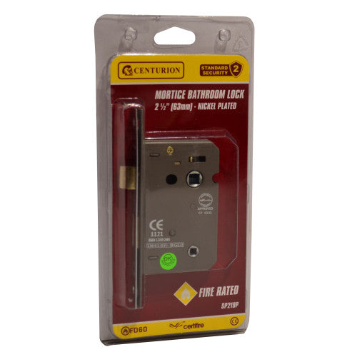 Mortice Bathroom Locks, Nickel Plated, 63mm Cloud Nine Stores