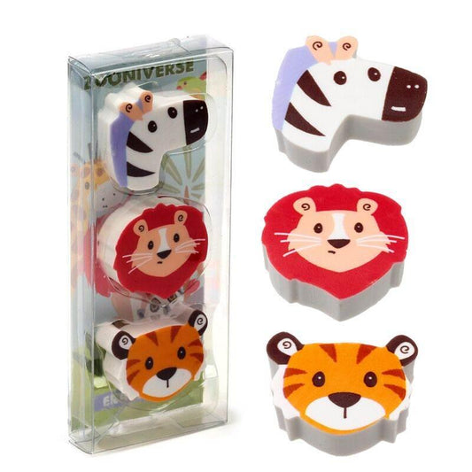 Zooniverse 3 Piece Eraser Set - Cloud Nine Stores