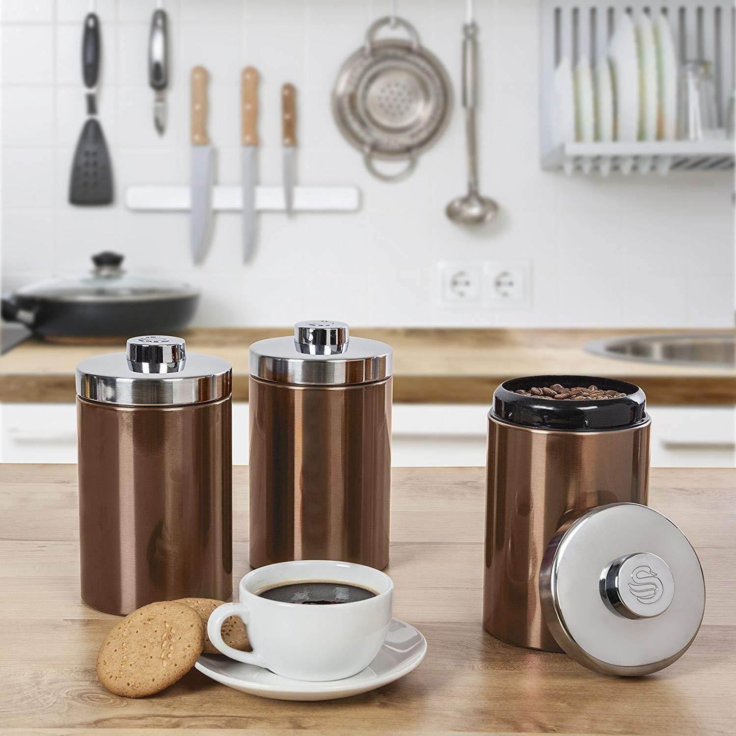 Swan Copper Townhouse 3 Piece Cannister Set - Cloud Nine Stores