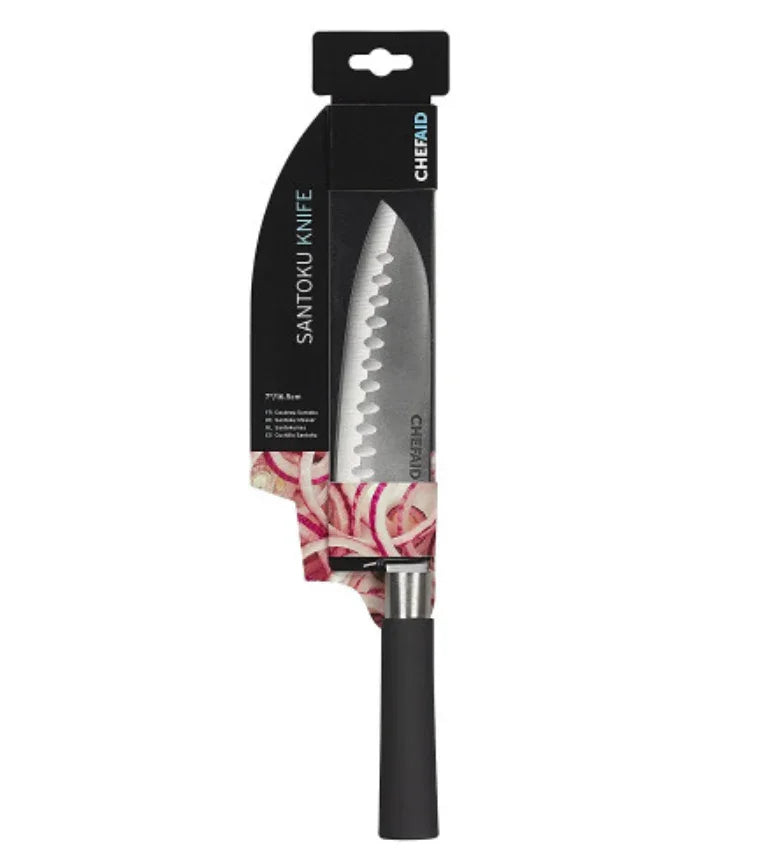 Chef Aid 7 Inch Santoku Knife With Soft Grip Handle - Cloud Nine Stores