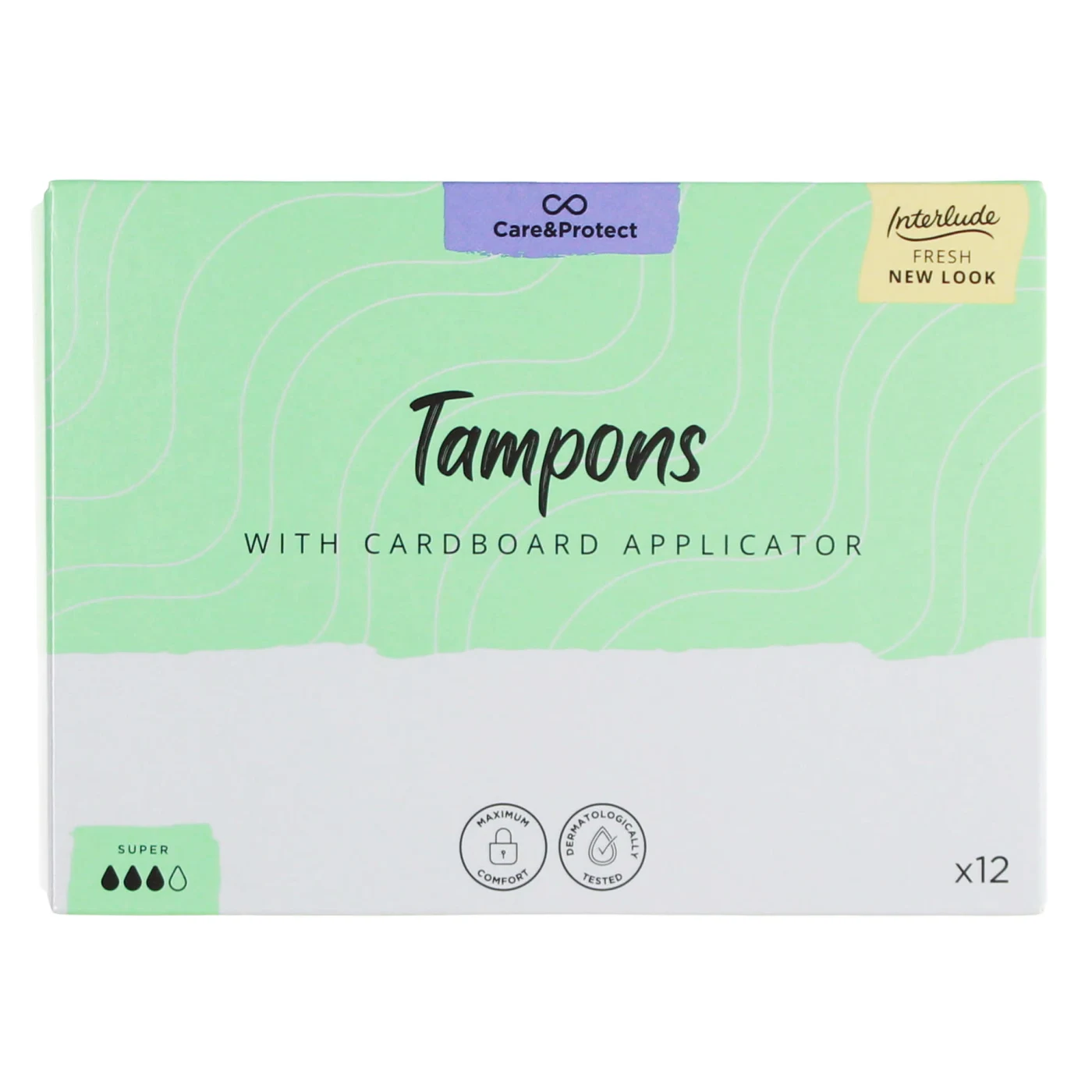 INTERLUDE CARE & PROTECT TAMPONS WITH APPLICATOR SUPER 12 PACK