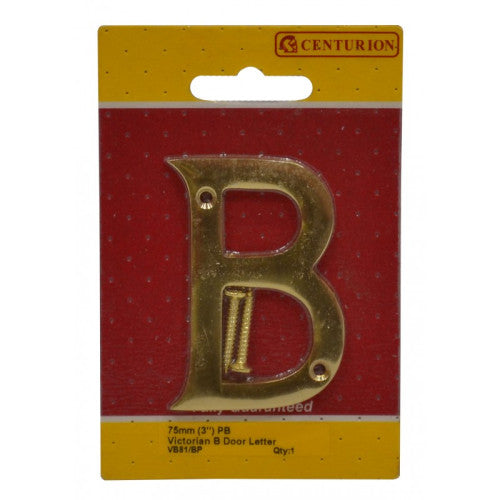'B' Solid Brass Door Numbers and Letters, 75mm