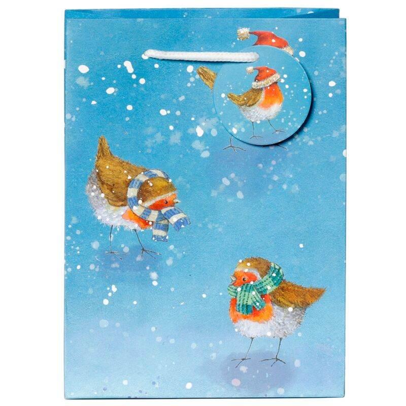 Jan Pashley Christmas Robin Gift Bag Medium - Cloud Nine Stores