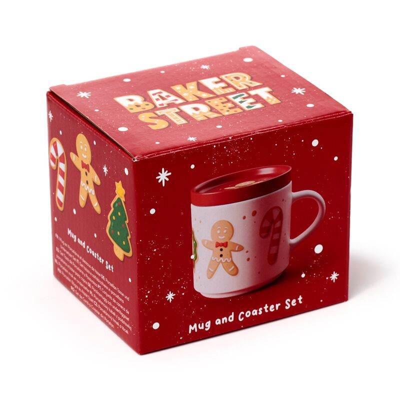 Christmas Baker Street Porcelain Mug & Coaster Lid Set - Cloud Nine Stores
