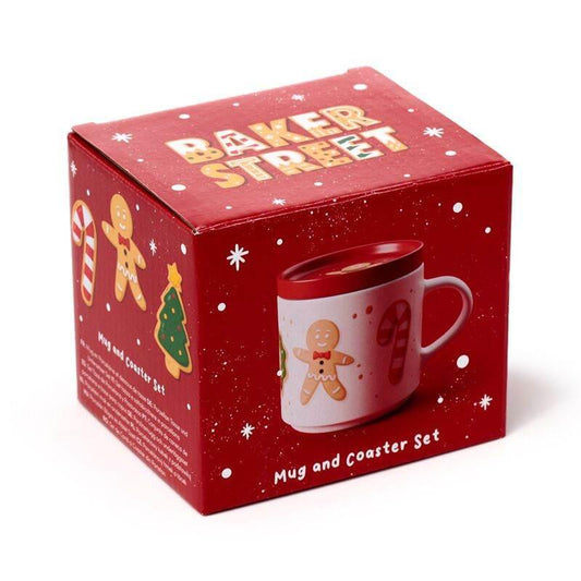 Christmas Baker Street Porcelain Mug & Coaster Lid Set - Cloud Nine Stores