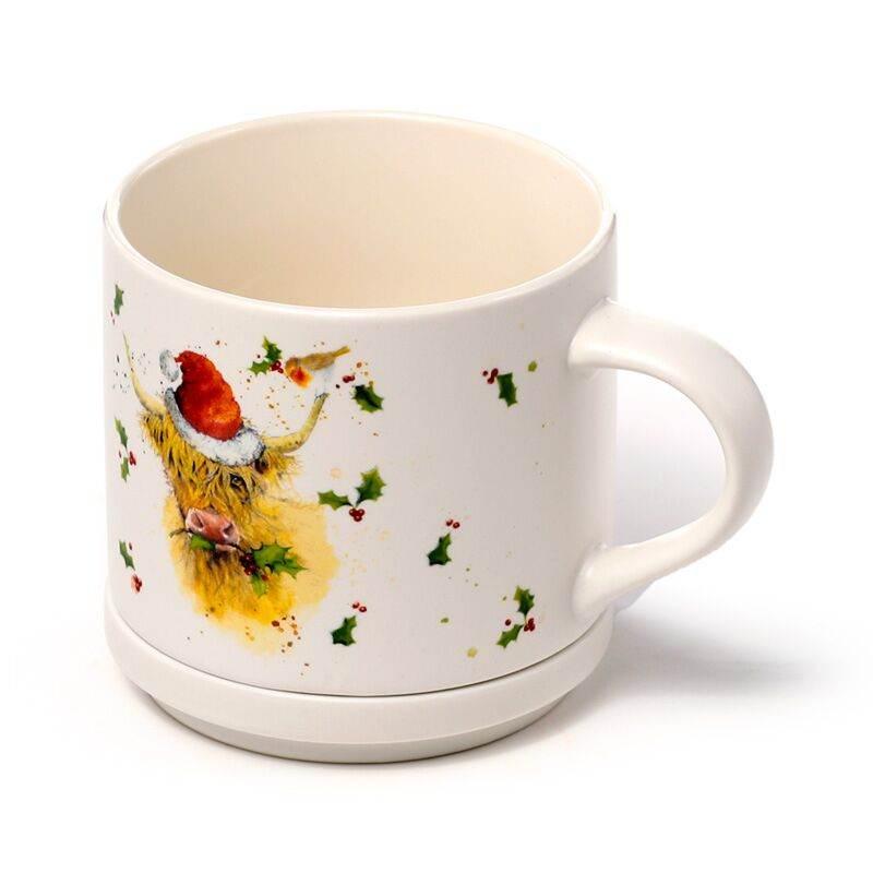 Christmas Jan Pashley Highland Coo Porcelain Mug & Coaster Lid Set - Cloud Nine Stores