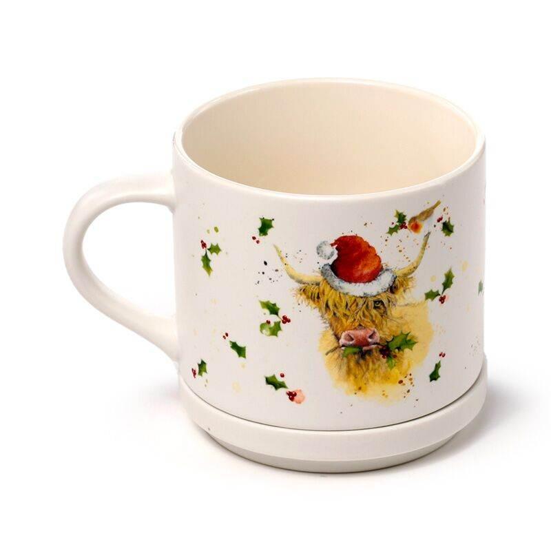 Christmas Jan Pashley Highland Coo Porcelain Mug & Coaster Lid Set - Cloud Nine Stores