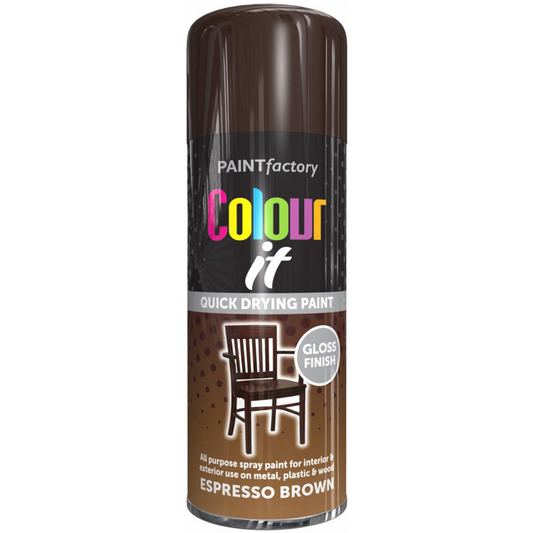 Colour It Spray Paint Espresso Brown Gloss 400ml Interior & Exterior