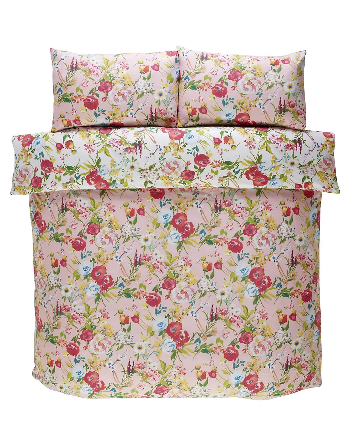 Ashbourne Floral Duvet Cover Set Reversible Bedding Blush - Double