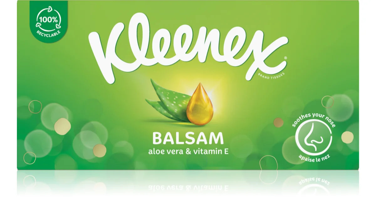 3 x KLEENEX BALSAM TISSUES BOX WITH ALOE VERA & VITAMIN E 64'S