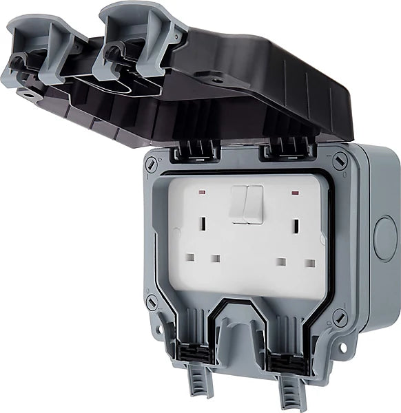 BG 13A Grey 2 gang Outdoor Weatherproof switched socket Cloud Nine Stores