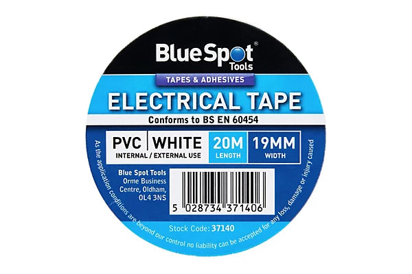 Blue Spot Tools - 20M White PVC Electrical Tape Cloud Nine Stores