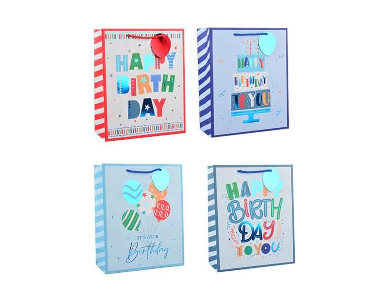 Boys Foiled Happy Birthday Large Gift Bag 30x42x12cm - Cloud Nine Stores
