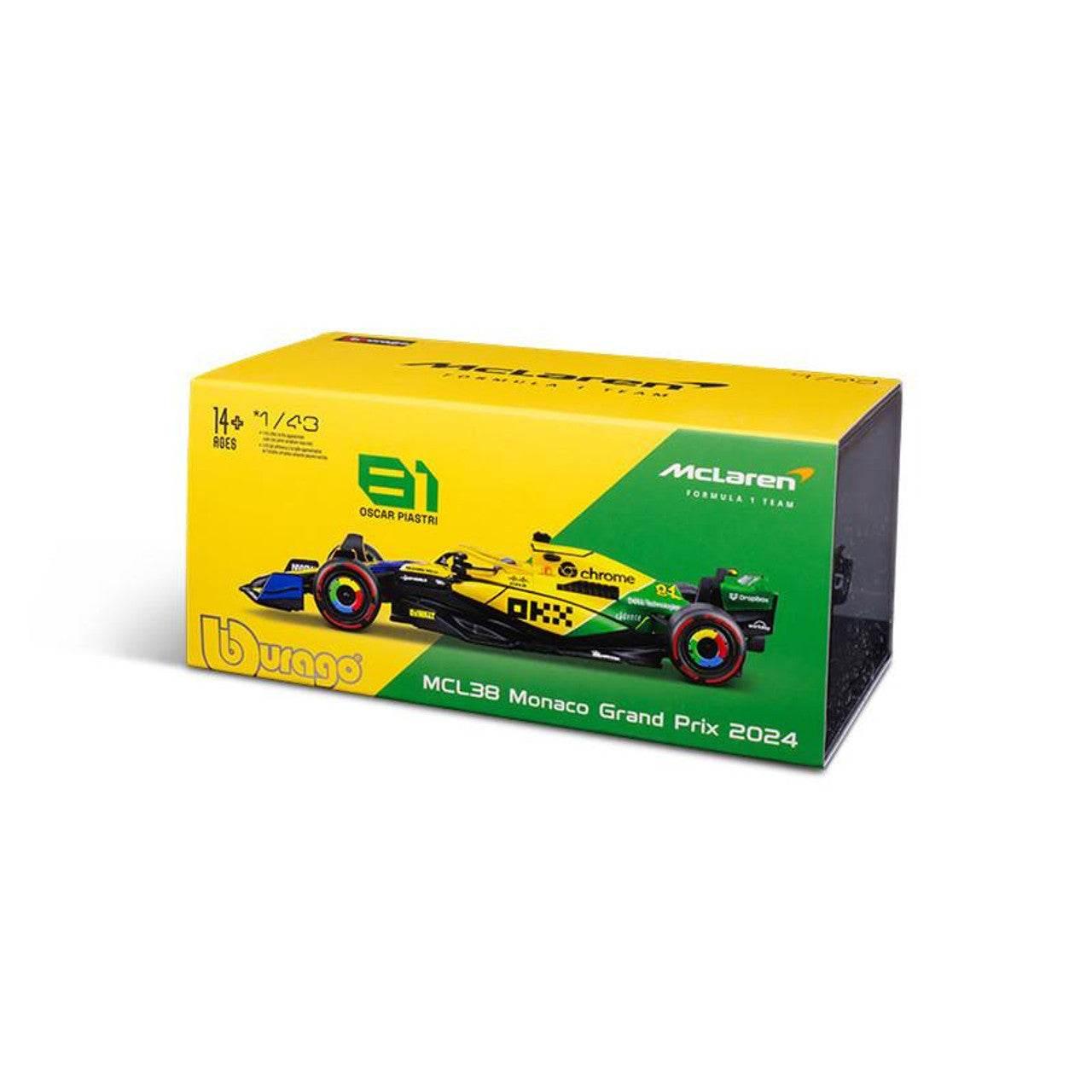 Burago 1/43 McLaren MCL38 Senna Livery F1 2024 #81 Oscar Piastri With Helmet - Cloud Nine Stores