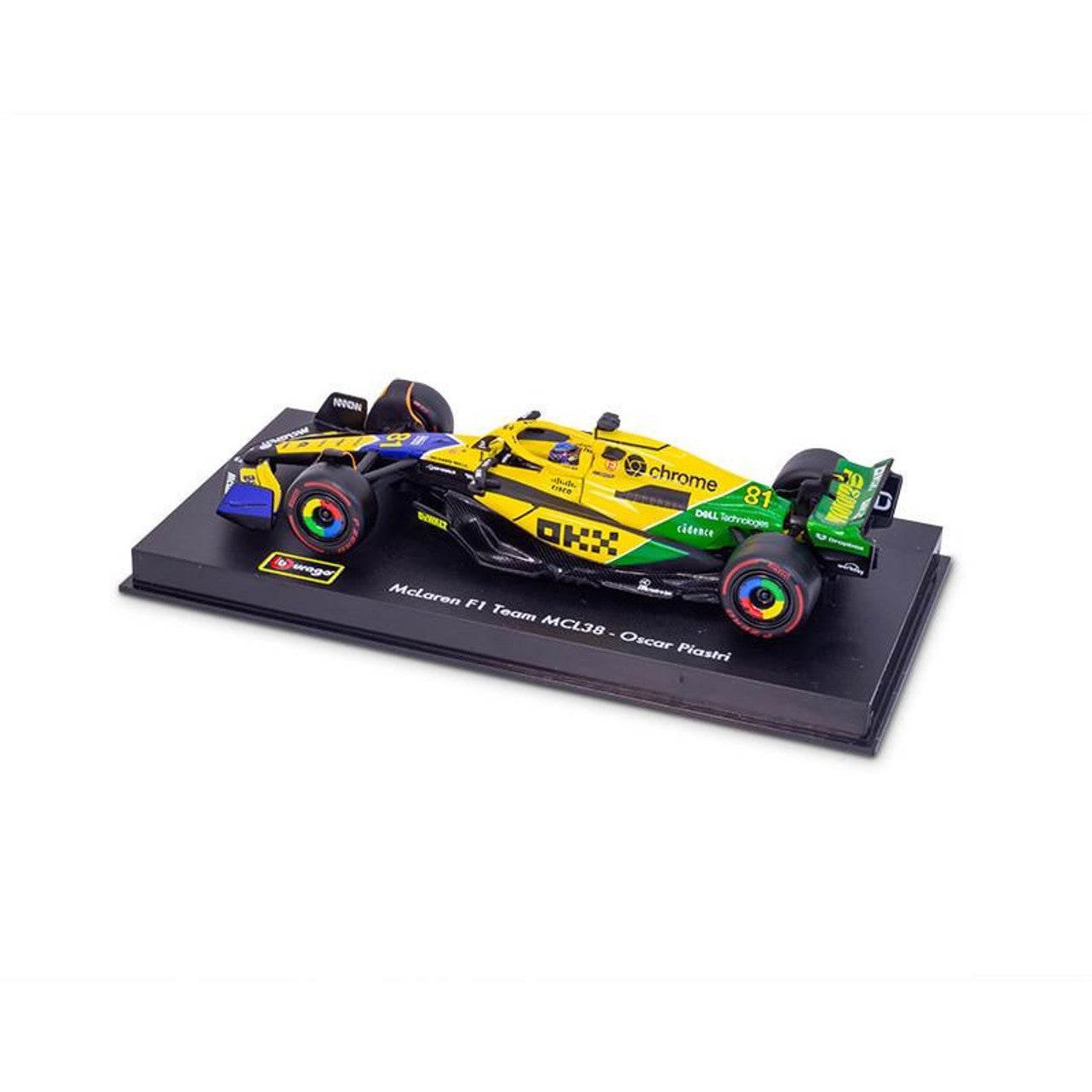 Burago 1/43 McLaren MCL38 Senna Livery F1 2024 #81 Oscar Piastri With Helmet - Cloud Nine Stores