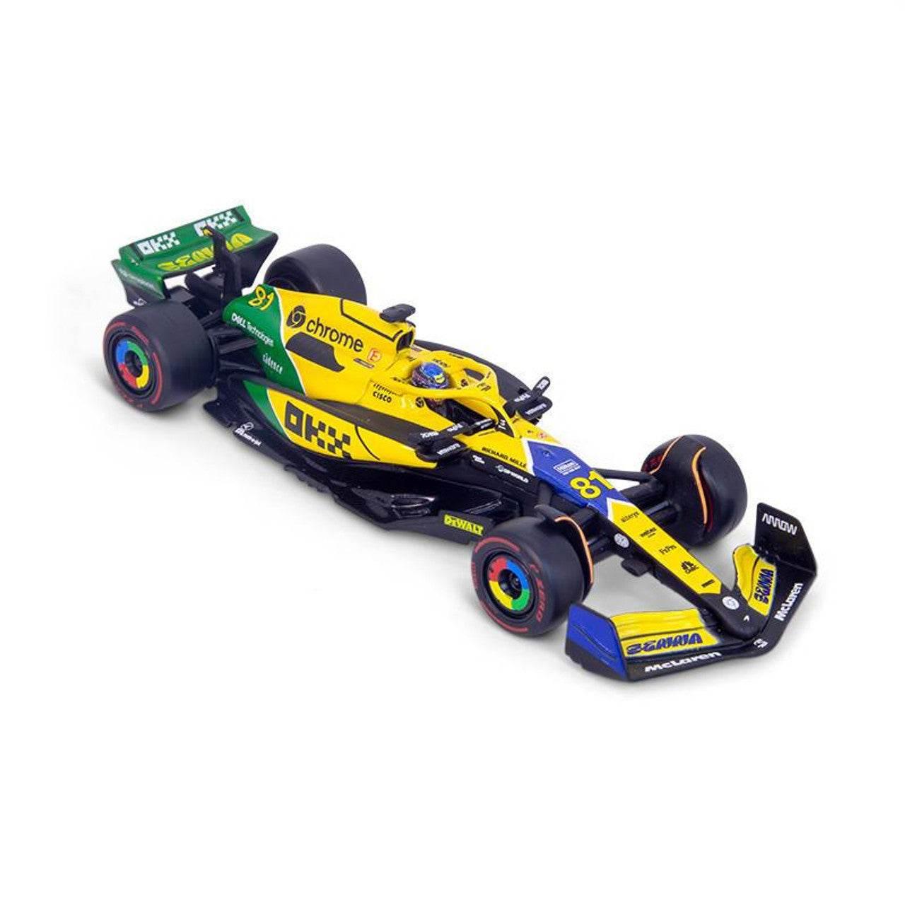 Burago 1/43 McLaren MCL38 Senna Livery F1 2024 #81 Oscar Piastri With Helmet - Cloud Nine Stores