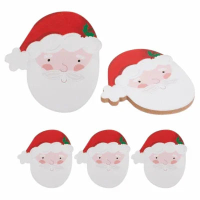 Christmas 4 Pack Santa Shaped Wooden Coasters - Cloud Nine Stores