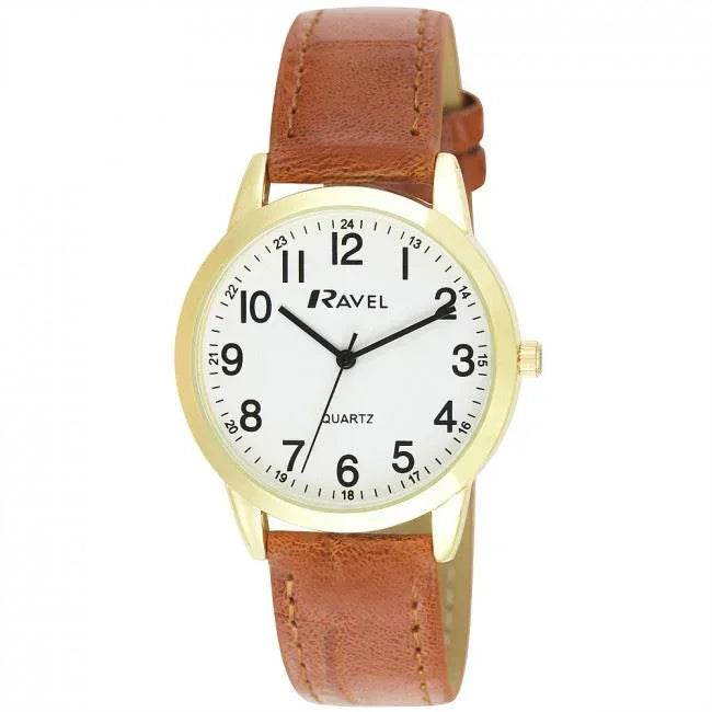 Ravel Mens Basic Classic Leather Strap Watch R0132GC Available Multiple Colour - Cloud Nine Stores