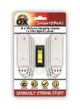 REMOVABLE PICTURE HOOK WITH SPIRIT LEVEL 6 PACK - Cloud Nine Stores
