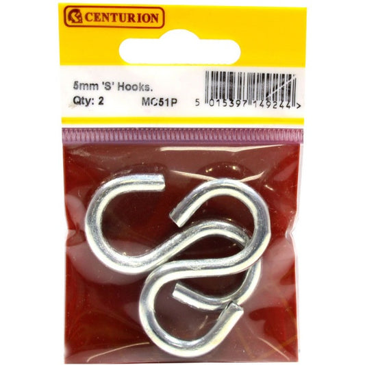 CENTURION MC51P ZINC PLATED 5mm S HOOKS PACK