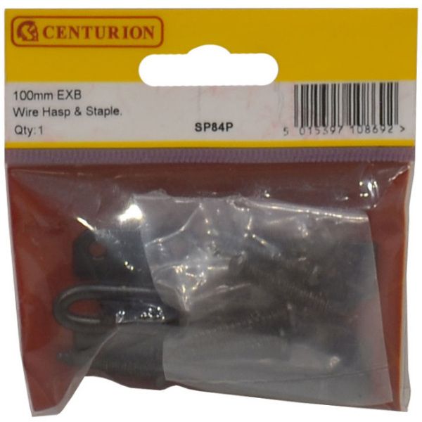 CENTURION SP84P BLACK WIRE HASP & STAPLE 100mm Cloud Nine Stores
