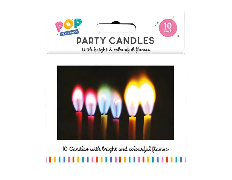 Coloured Flame Party Candles 10pk - Cloud Nine Stores