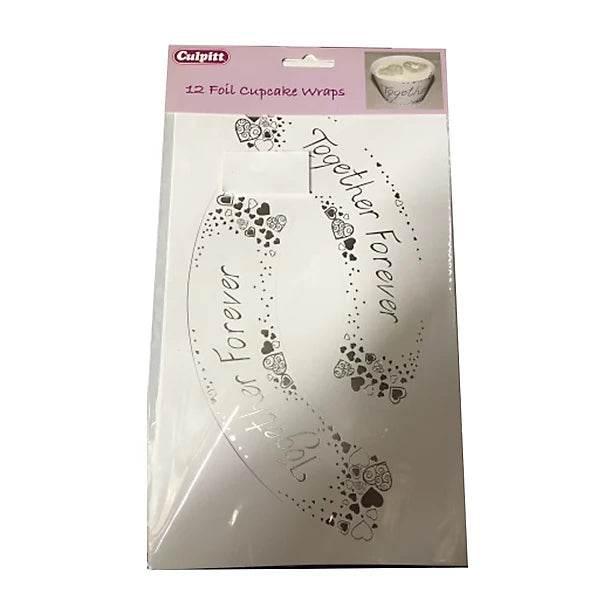 Culpitt Foil Cupcake Wrappers (Pack of 12) - White/Silver - One Size - Cloud Nine Stores