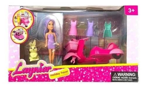 Laynier Mini Doll 9 cm + Motorcycle Sidecar 2, Multi-Coloured - Cloud Nine Stores
