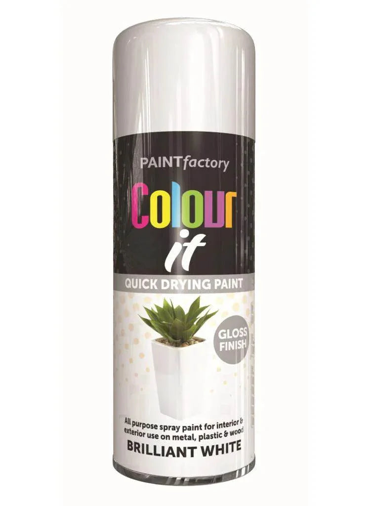 Paint Factory Brilliant White Gloss Spray Paint 400ml - Cloud Nine Stores