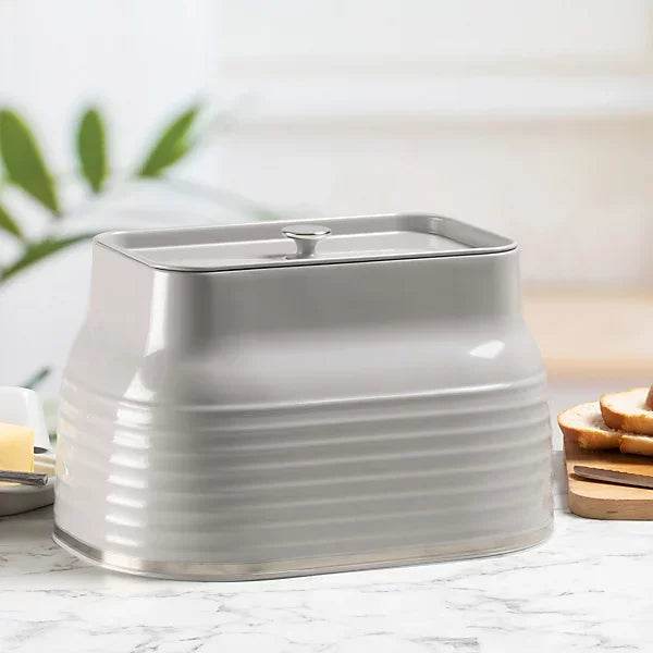 Daewoo Sienna Bread Bin Metal Large Kitchen Chest Storage With Lid Grey - Cloud Nine Stores