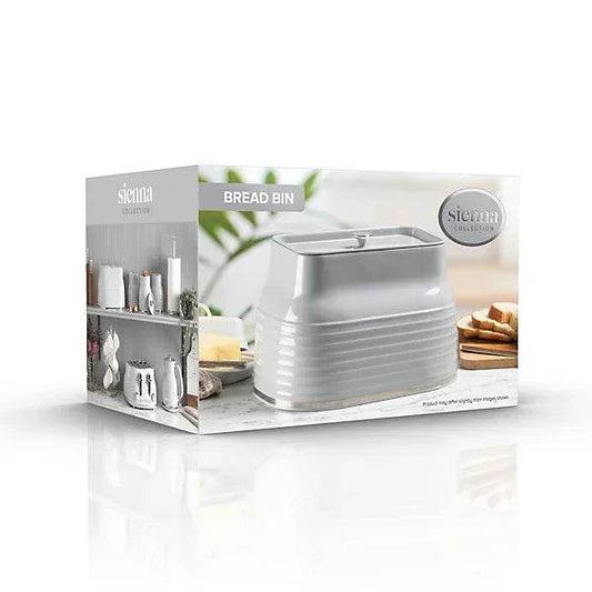 Daewoo Sienna Bread Bin Metal Large Kitchen Chest Storage With Lid Grey - Cloud Nine Stores