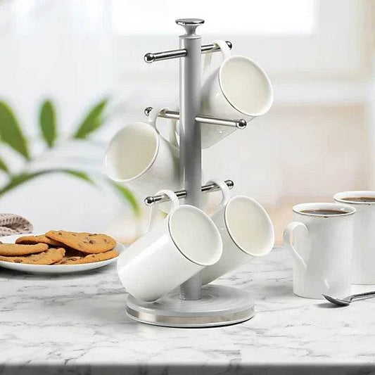 Daewoo Sienna Mug Tree 6 Branch Weighted Stainless Steel Grey - Cloud Nine Stores