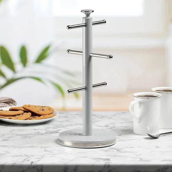 Daewoo Sienna Mug Tree 6 Branch Weighted Stainless Steel Grey - Cloud Nine Stores