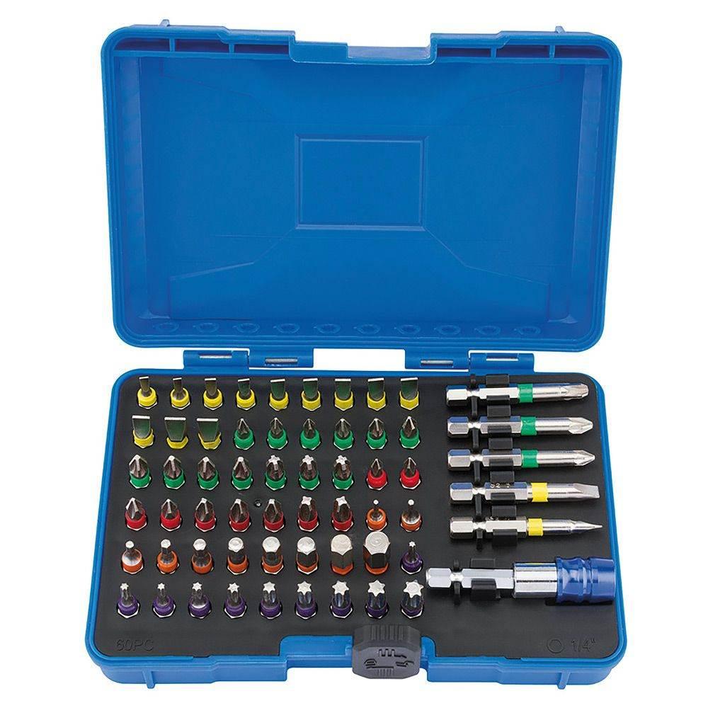Draper 60 Piece Coloured Screwdriver Bit Tool Set with Magnetic Holder - Cloud Nine Stores