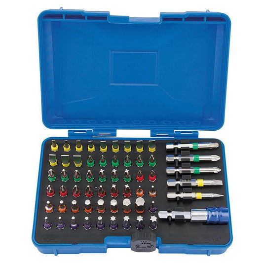 Draper 60 Piece Coloured Screwdriver Bit Tool Set with Magnetic Holder - Cloud Nine Stores