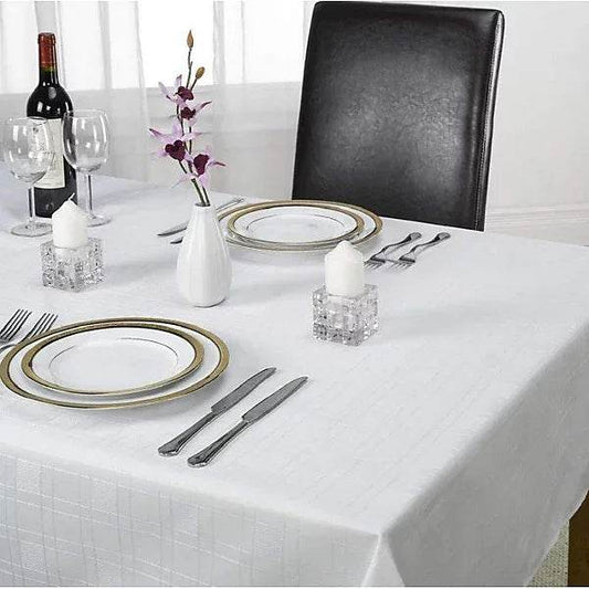 Emma Barclay Chequers Tablecloth, White, 60 x 84 Inch - Cloud Nine Stores