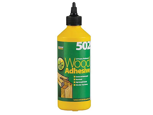 Everbuild 502 Weatherproof Wood Adhesive 500ml - Strong Bonding for All Wood Projects