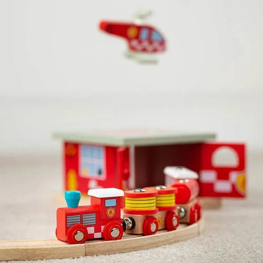 Fire & Rescue Train - Bigjigs - Cloud Nine Stores