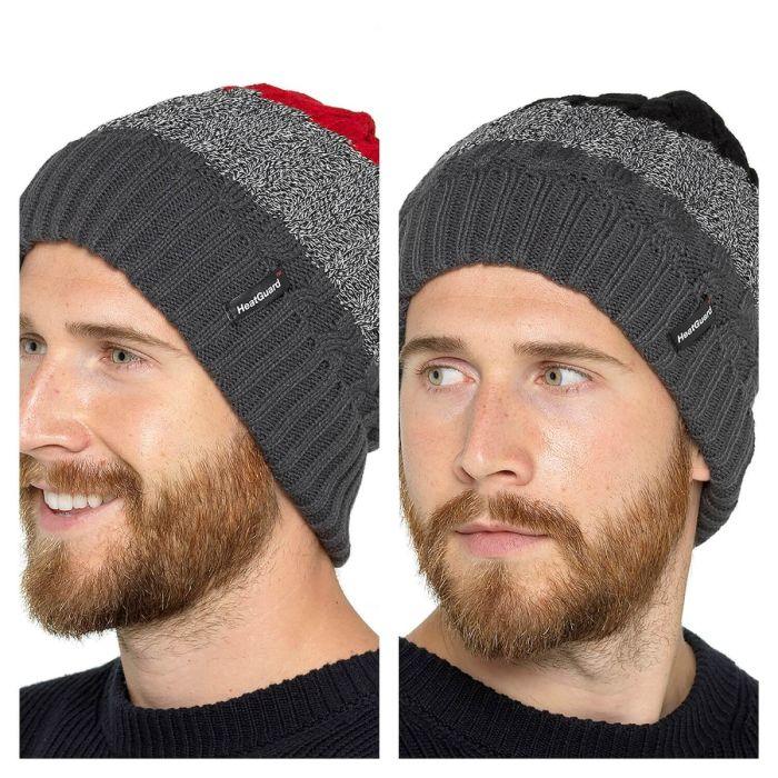 Men's Stripe Fleece Lined Heatguard Beanie Hat - Cloud Nine Stores