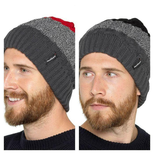 Men's Stripe Fleece Lined Heatguard Beanie Hat - Cloud Nine Stores